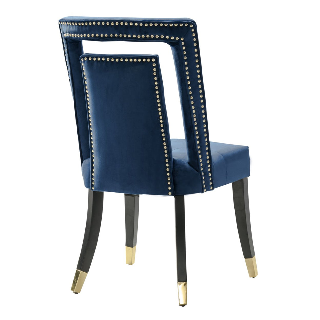 Iconic Home Elsa Dining Side Chair Velvet Upholstered Nailhead Trim Seat Espresso Finished Gold Tip Tapered Wood Legs, Image 4