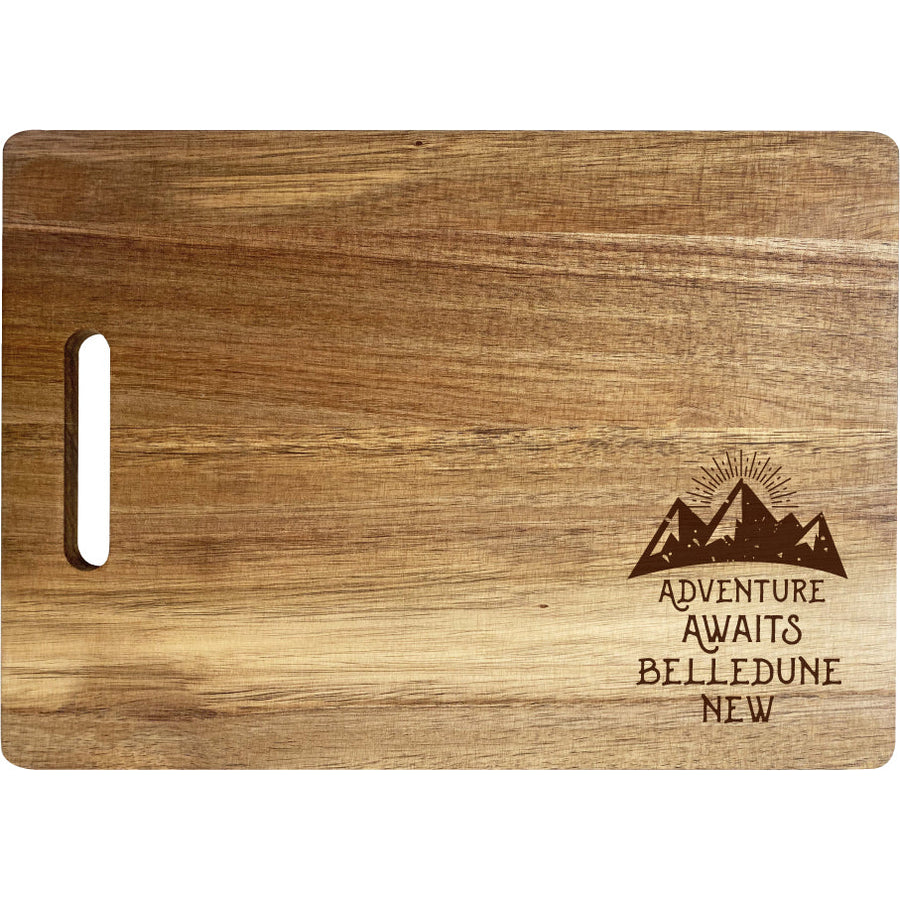 Belledune Brunswick Camping Souvenir Engraved Wooden Cutting Board 14" x 10" Acacia Wood Adventure Awaits Design Image 1