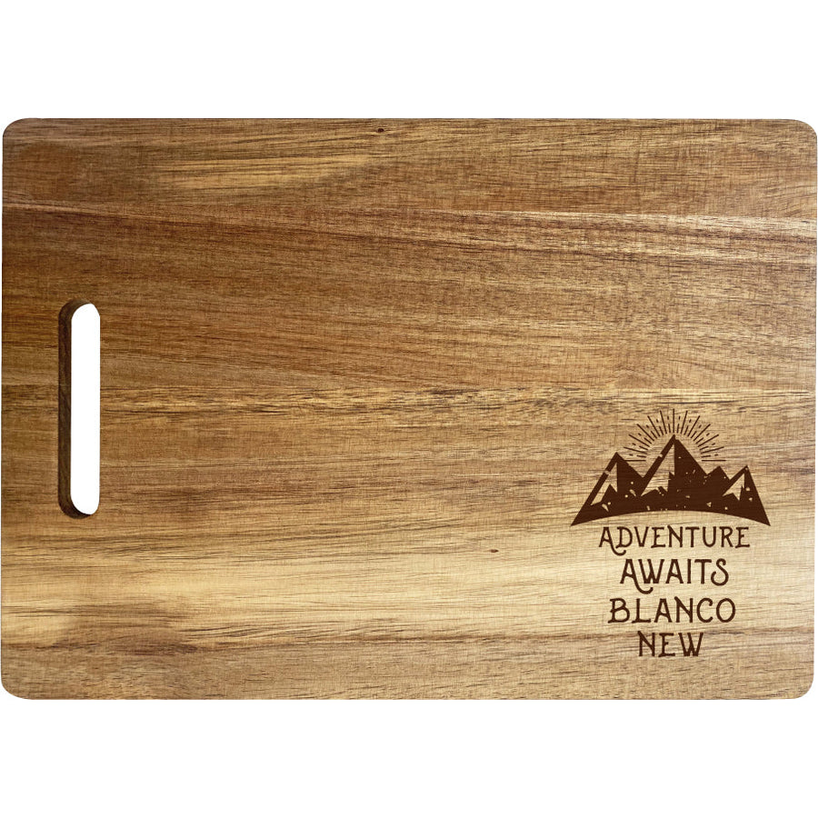 Blanco Mexico Camping Souvenir Engraved Wooden Cutting Board 14" x 10" Acacia Wood Adventure Awaits Design Image 1