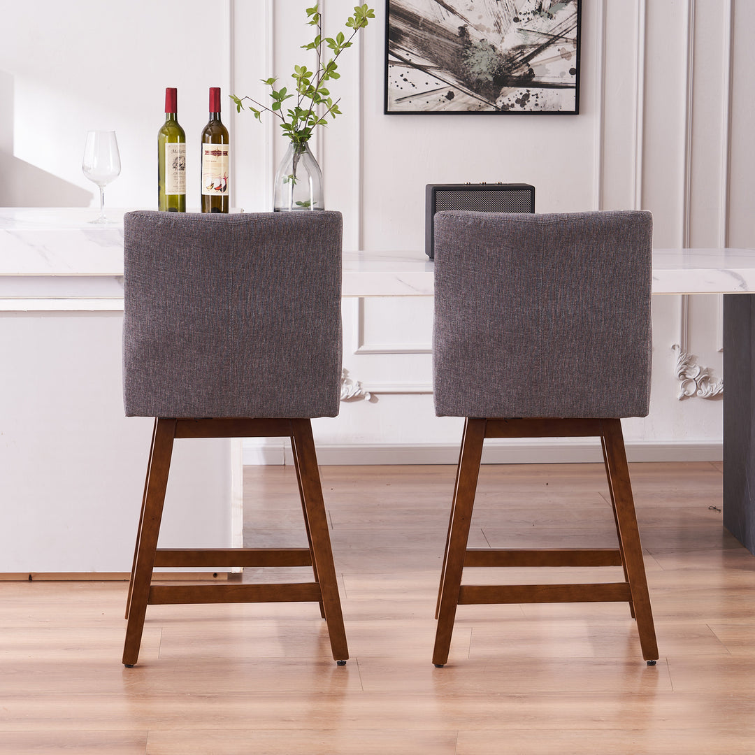 26" Swivel Counter Height Bar Stools Set of 2, Bar Stool with High Back, Modern Upholstered Island Stools, Light Gray Image 5