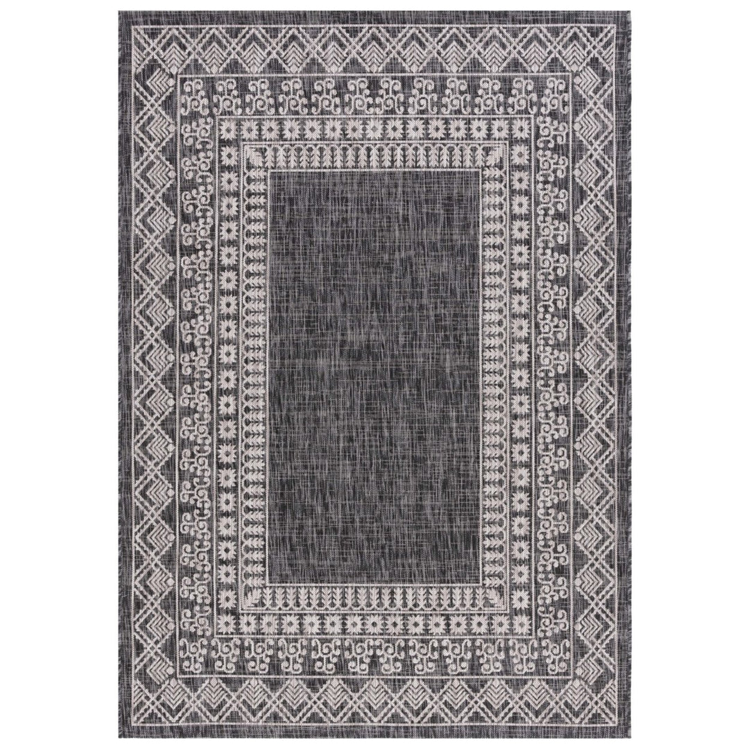 SAFAVIEH Outdoor CY8484-36621 Courtyard Black / Beige Rug Image 1