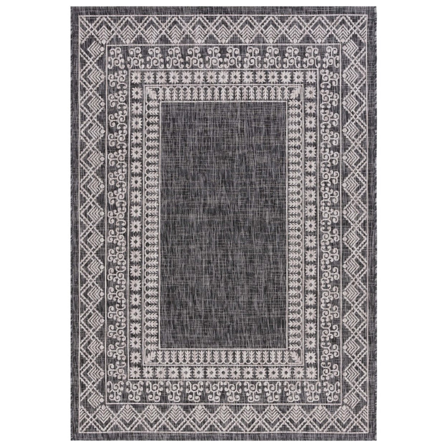 SAFAVIEH Outdoor CY8484-36621 Courtyard Black / Beige Rug Image 1