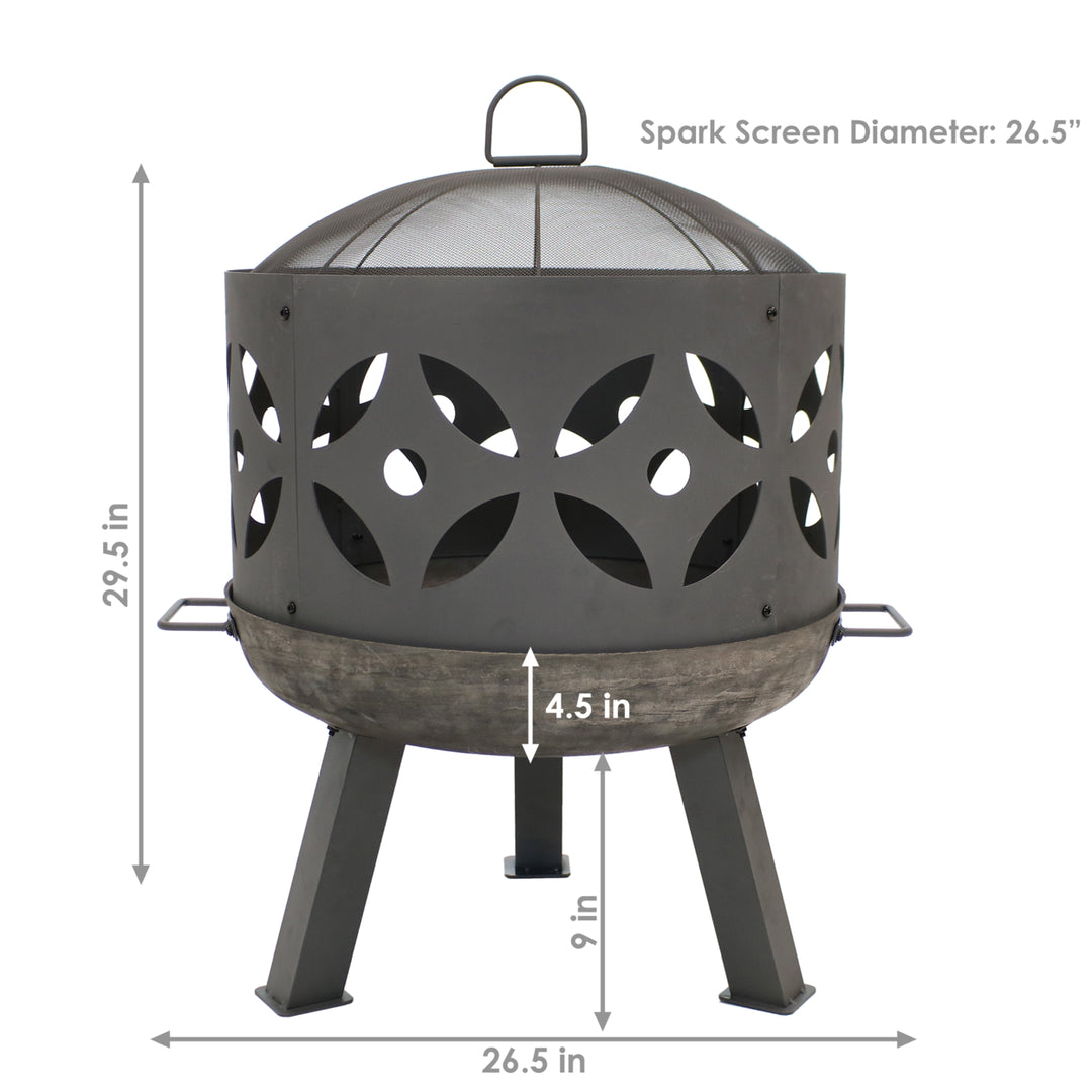 Sunnydaze 26 in Retro Cast Iron Fire Pit with Spark Screen Image 3