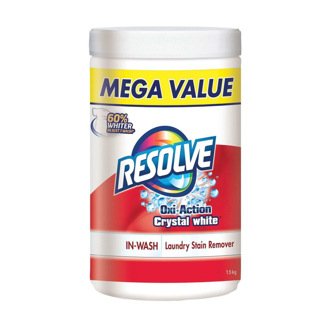 Resolve Oxi Action Laundry Stain Remover 1.5kg Crystal White Effective Cleaner Image 1