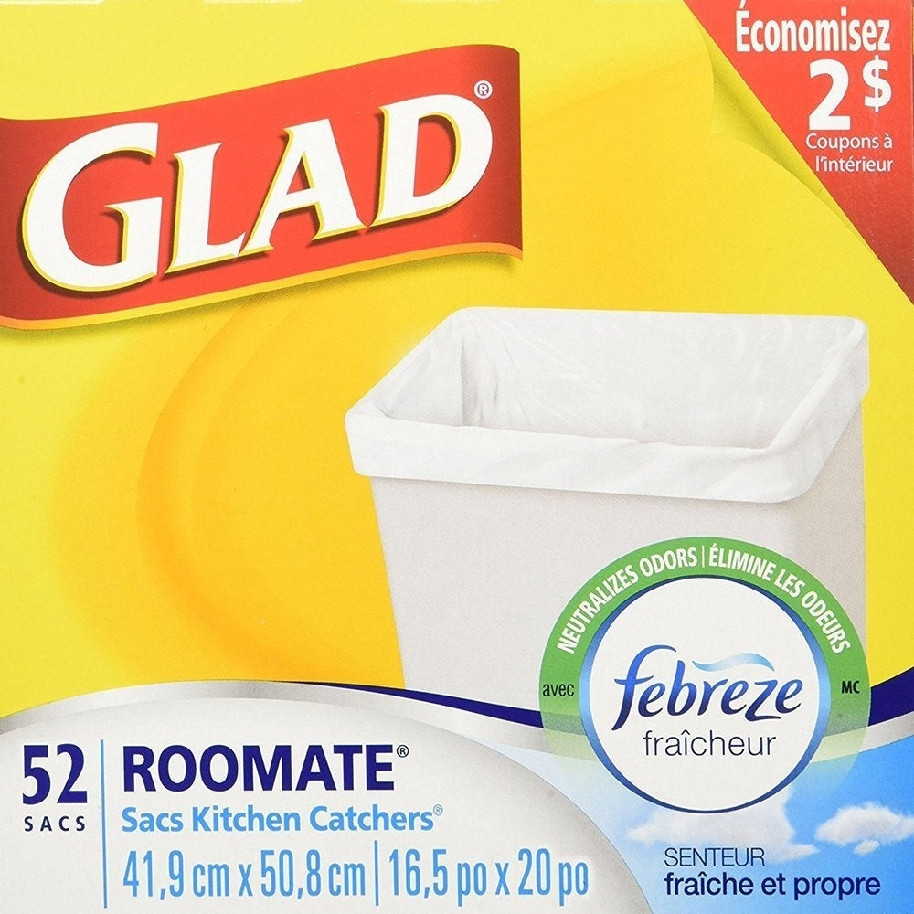 Glad Roomate Kitchen Catchers Garbage Bags with Febreze Freshness, 52 Count Image 1