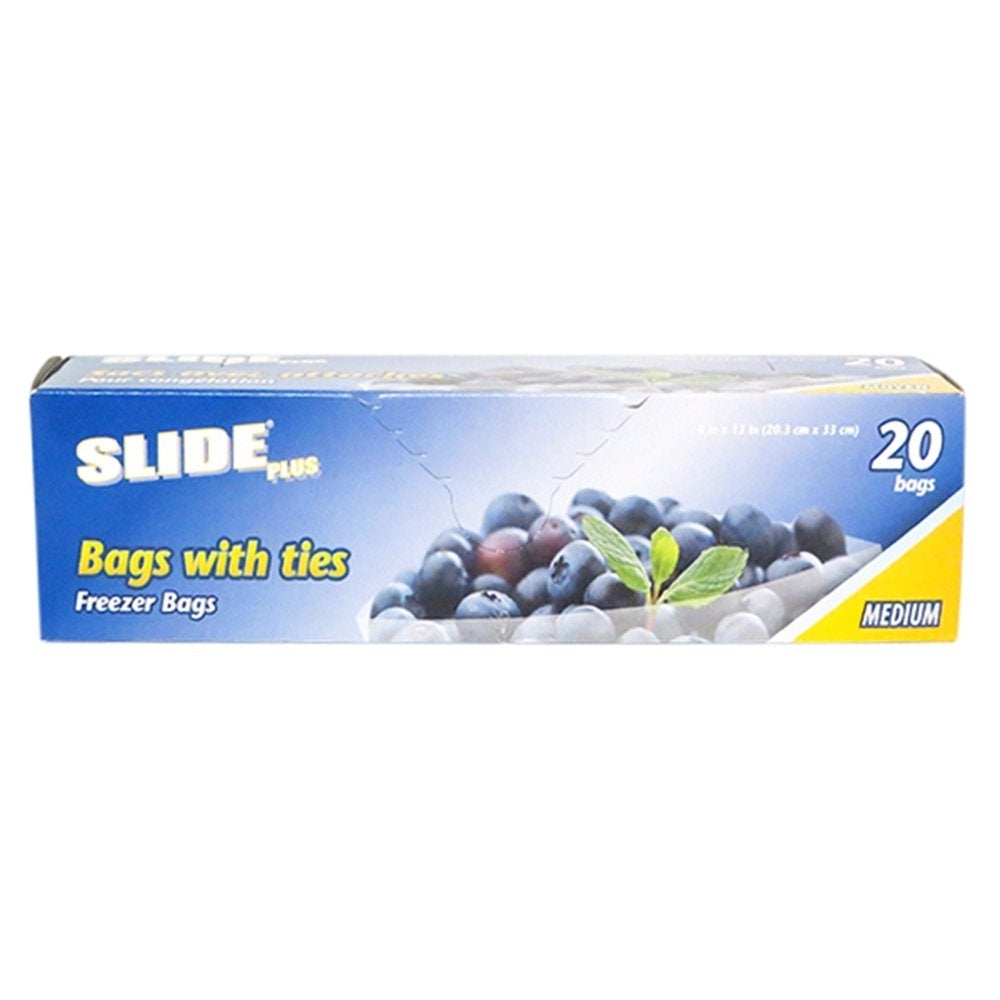 Slide Plus Freezer Medium Bags With Ties (20 Bags) 205265 Image 1