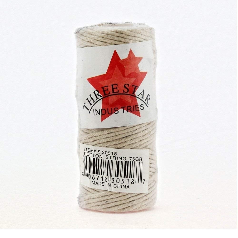 White Cotton String By Three Star, 75gr Image 1