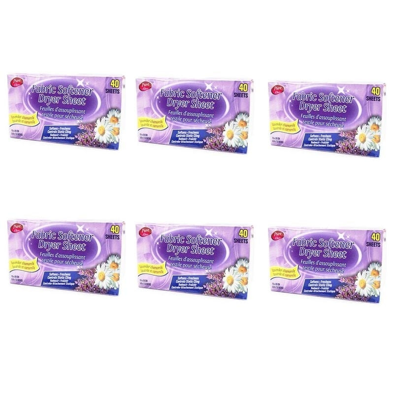 Pure Kleen Fabric Softener Dryer Sheet- Lavender Chamomile (40 Sheets) (Pack of 6) Image 1