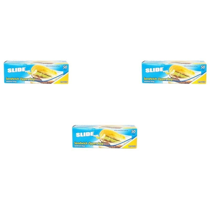 Slide Plus Sandwich Zipper Bag (50 Bags) (Pack of 3) Image 1