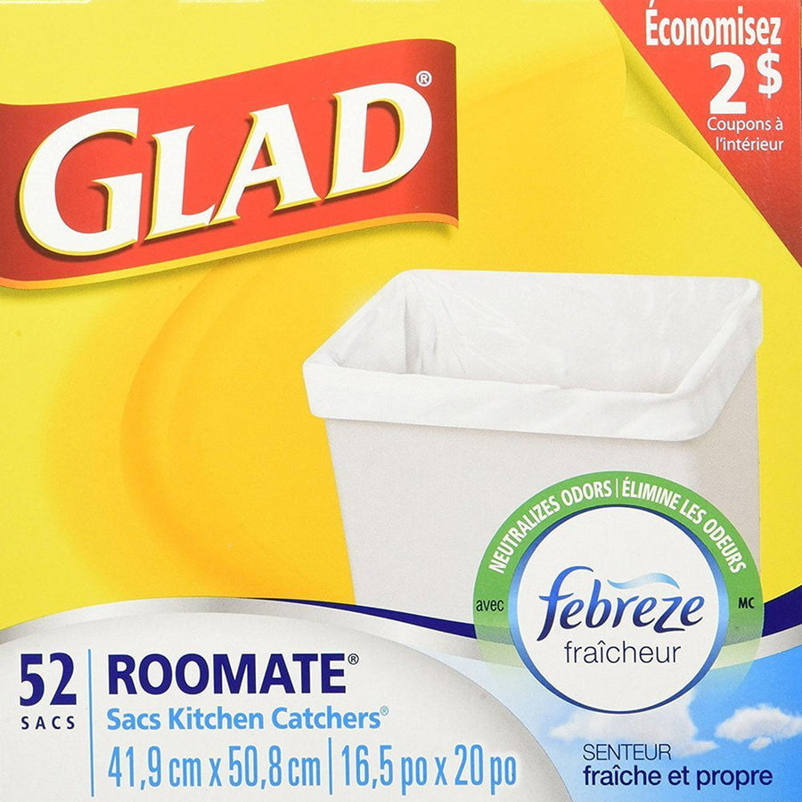 Glad Roomate Kitchen Catchers Garbage Bags with Febreze Freshness, 52 Count (Pack of 3) Image 1