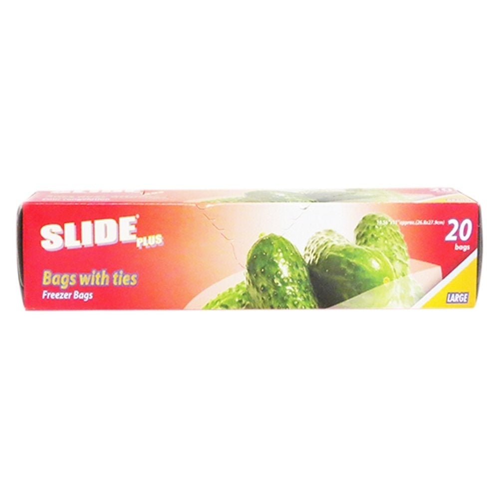 Slide Plus Freezer Large Bags With Ties (20 Bags) 205258 Image 1