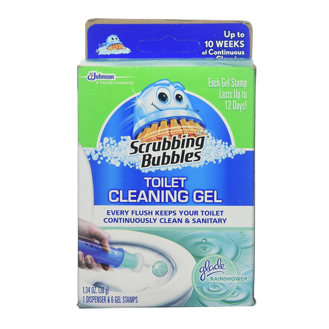 Scrubbing Bubbles Toilet Gel Rain Shower 1 Dispenser 6 Gel Stamps Pack of 1 Image 1