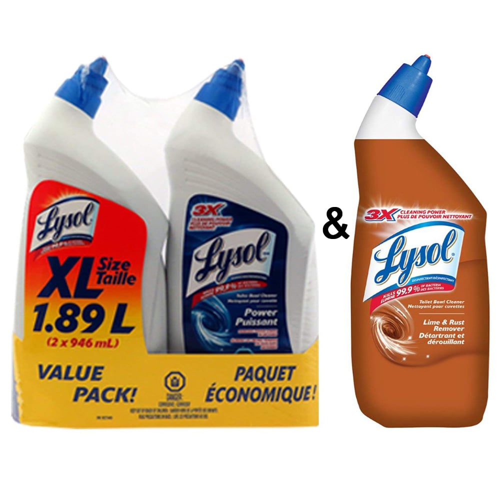 Lysol Toilet Bowl Cleaner 946ml 2 Pack and 710ml Lime Rust Remover Combo Image 1