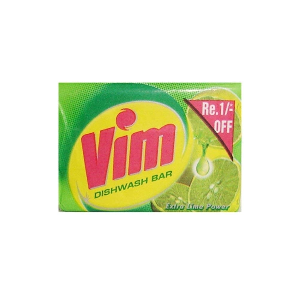 Vim Dishwash Bar Extra Lime Power 100g Model 281419 for Effective Cleaning Image 1