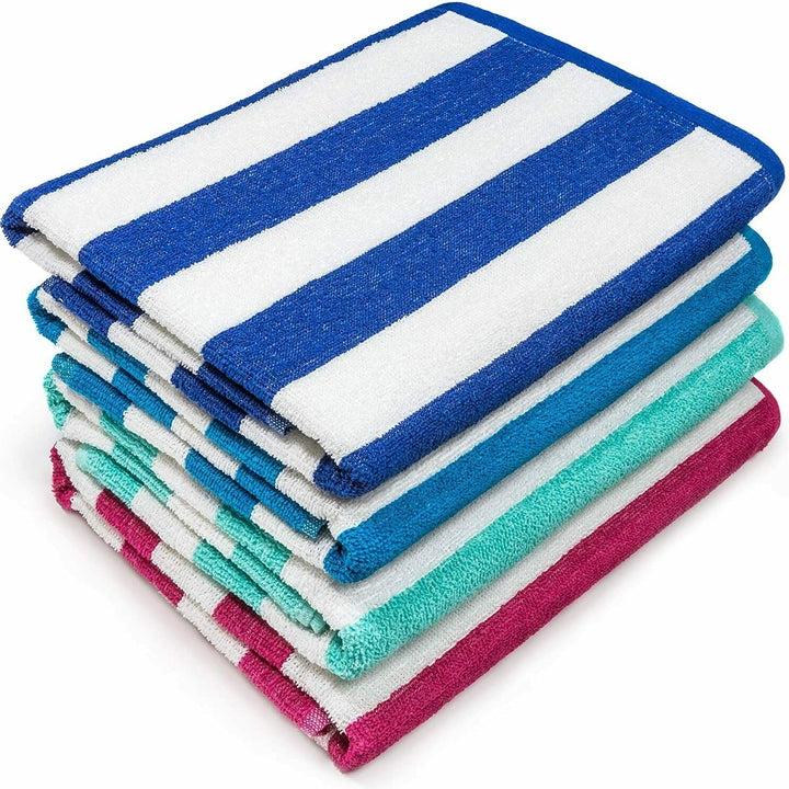 3-Pack Jumbo Beach Towels 100% Cotton Striped Ultra-Soft 30x60 Inches Image 1