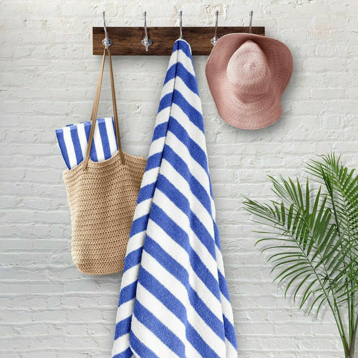 2-Pack Ultra-Soft 100% Cotton Jumbo Assorted Striped Pool Cabana Beach Towels Image 6