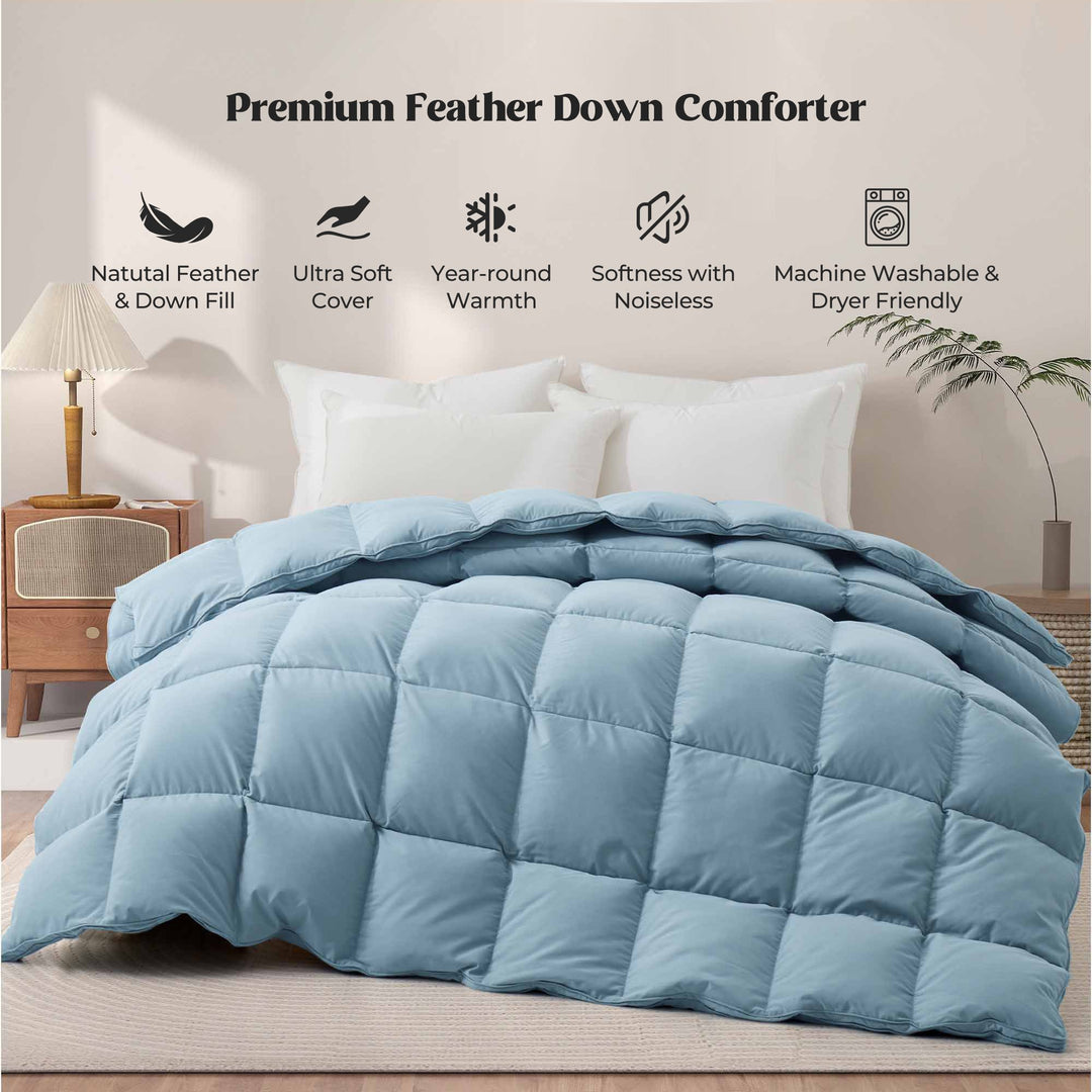 Puredown Medium Weight Goose Down Feather Comforter Twin Full King Sizes Image 1