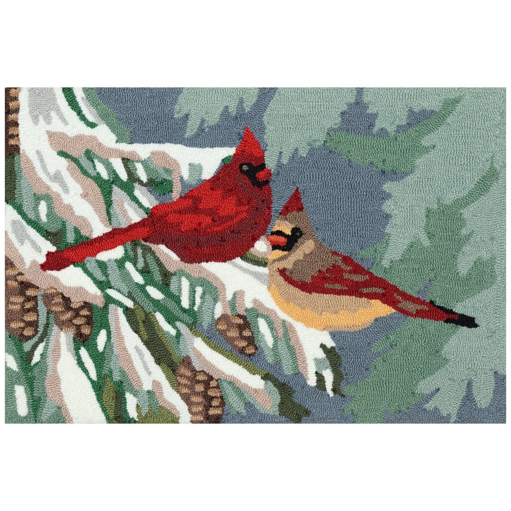 Liora Manne Frontporch Cardinal Christmas Day Indoor Outdoor Rug Multi Image 2