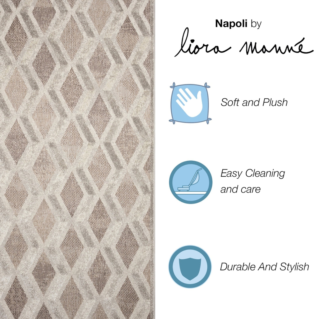 Liora Manne Napoli Diamonds Indoor Rug 100% Polypropylene Geometric 5x8 Natural Image 4