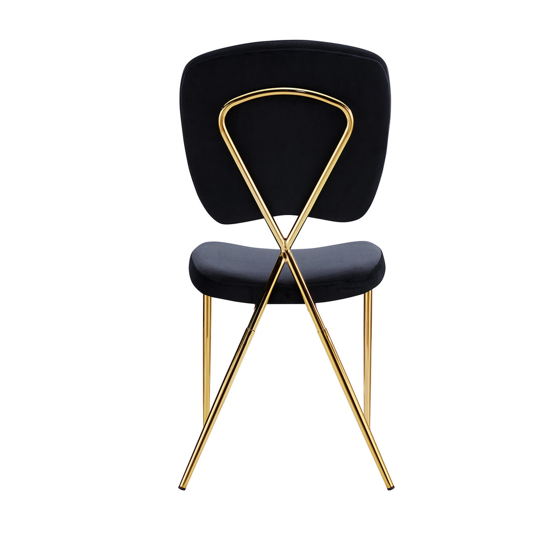 Iconic Home Cristie Dining Side Chair Velvet Upholstered Half Back and Seat Solid Gold Tone Metal Legs (Set of 2) Image 3