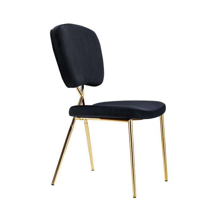 Iconic Home Cristie Dining Side Chair Velvet Upholstered Half Back and Seat Solid Gold Tone Metal Legs (Set of 2) Image 4