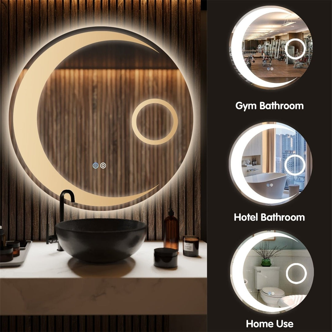 ExBrite 24 Inch LED Mirror Vanity Round Mirrors Bathroom Anti-Fog Mirror Image 6