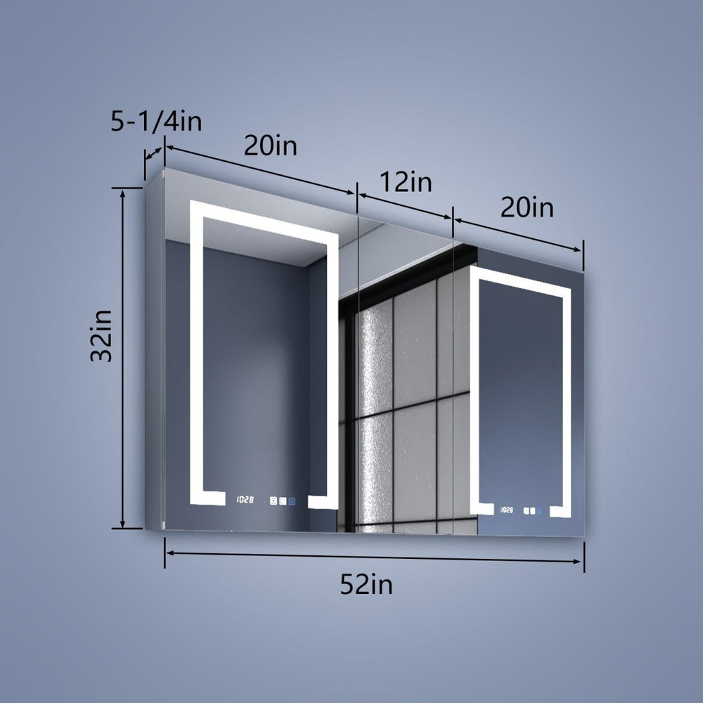 Boost-M2 52x32 LED Lighted Medicine Cabinet with Mirror and Adjustable Shelves Image 2