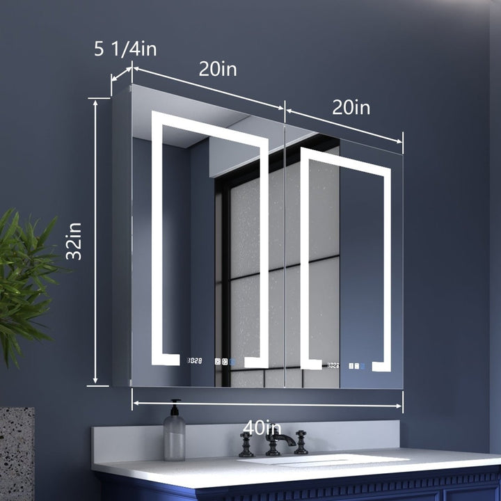 Boost-M2 40x32 LED Bathroom Medicine Cabinet Recessed Mirror Adjustable Light Image 2