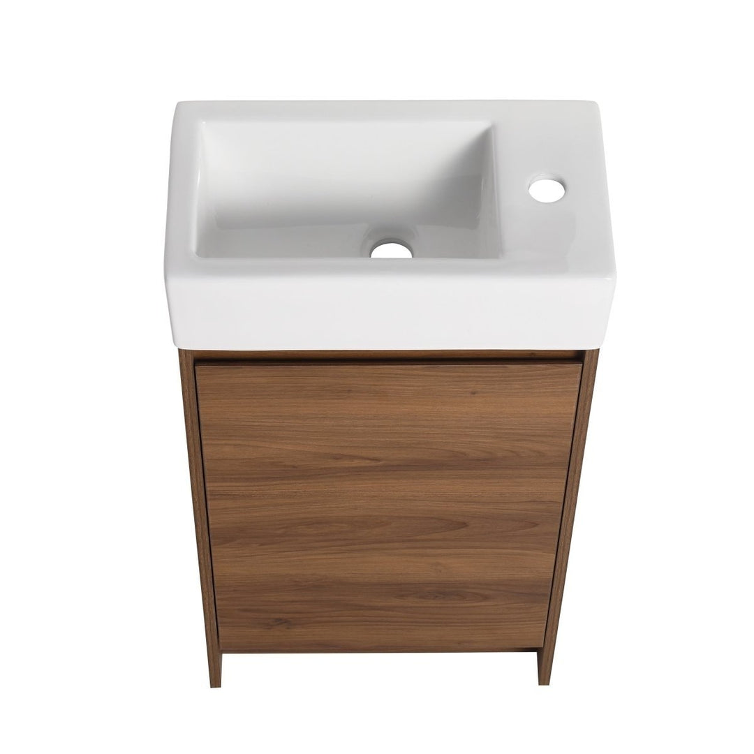 ExBrite 18" Bathroom Vanity Brown Ebony Single Sink Plywood Storage Cabinet Image 8