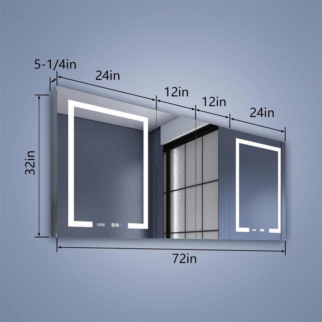 Boost-M2 72x32 LED Lighted Medicine Cabinet with Mirror and Adjustable Shelves Image 2