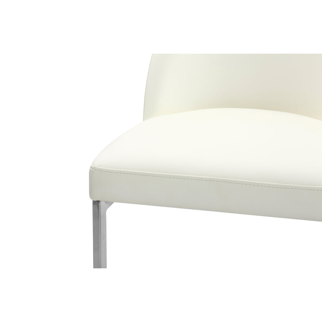 Iconic Home Liana Bar Stool Chair PU Leather Upholstered Armless Design Half-Moon Chrome Plated Solid Metal U-Shaped Image 4
