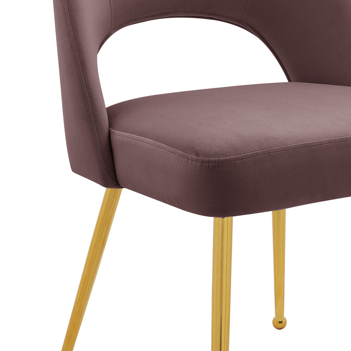 Iconic Home Wilbourn Dining Side Chair Velvet Upholstered Open Back Design Gold Plated Solid Metal Legs (Set of 2) Image 5