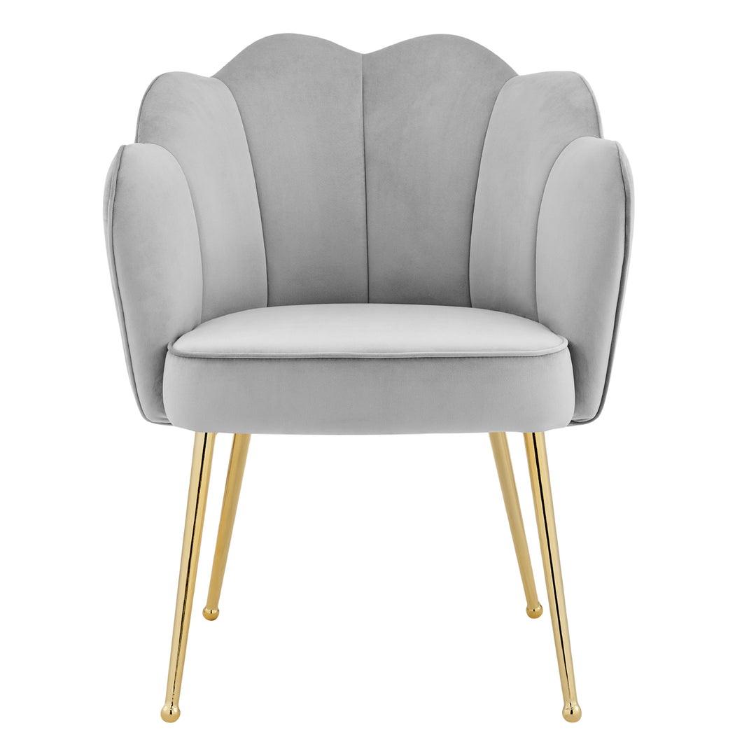 Iconic Home Mia Belle Dining Side Chair Velvet Upholstery Scalloped Clamshell Back Gold Plated Solid Metal Legs (1 Image 2