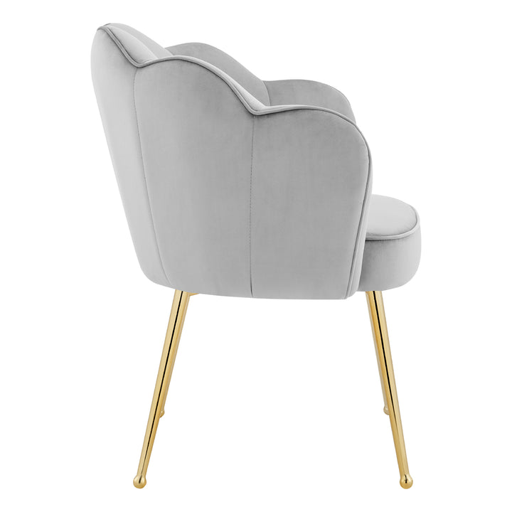 Iconic Home Mia Belle Dining Side Chair Velvet Upholstery Scalloped Clamshell Back Gold Plated Solid Metal Legs (1 Image 3