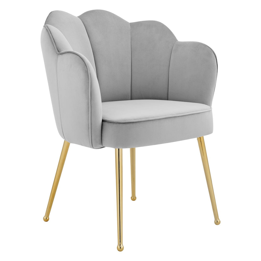 Iconic Home Mia Belle Dining Side Chair Velvet Upholstery Scalloped Clamshell Back Gold Plated Solid Metal Legs (1 Image 4