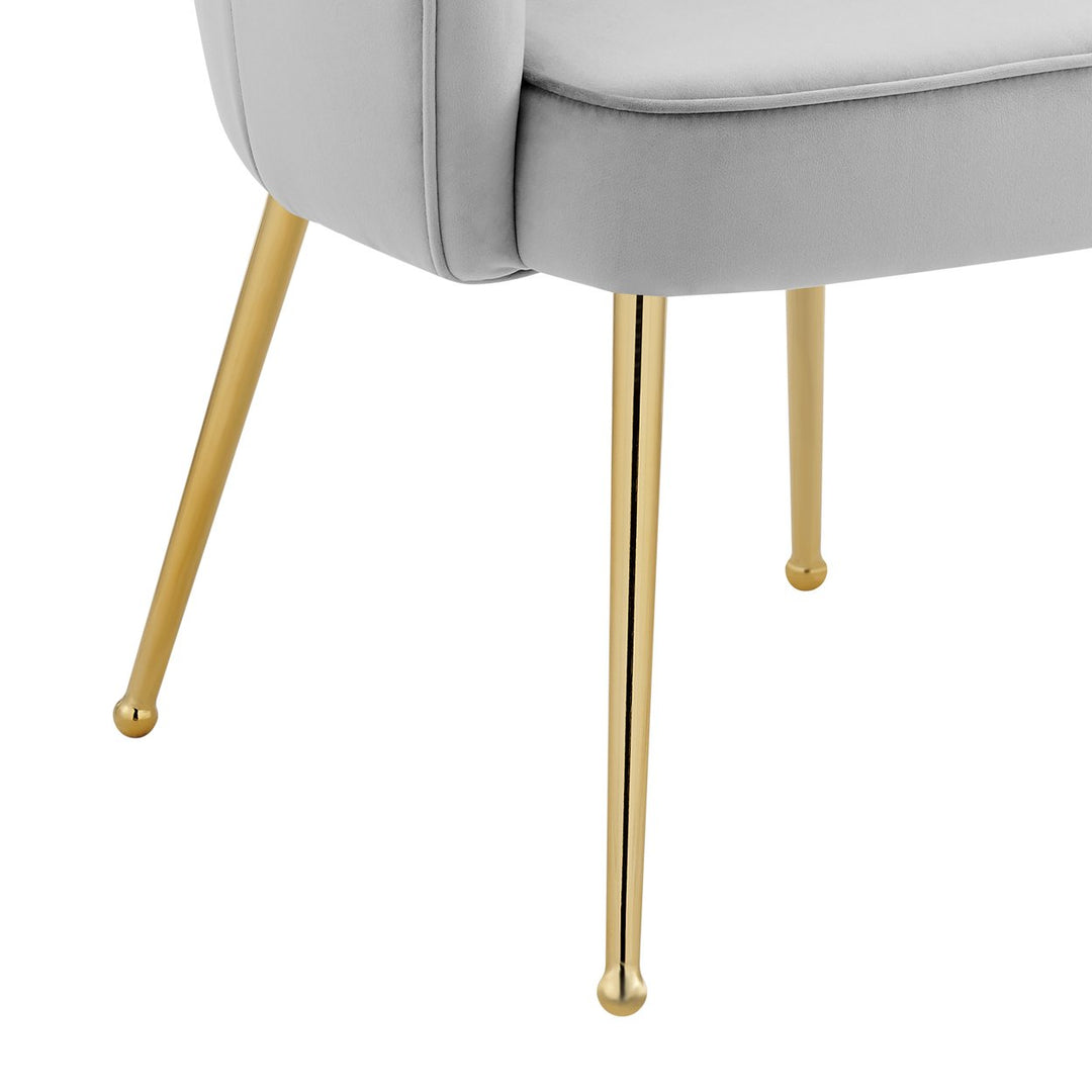 Iconic Home Mia Belle Dining Side Chair Velvet Upholstery Scalloped Clamshell Back Gold Plated Solid Metal Legs (1 Image 5