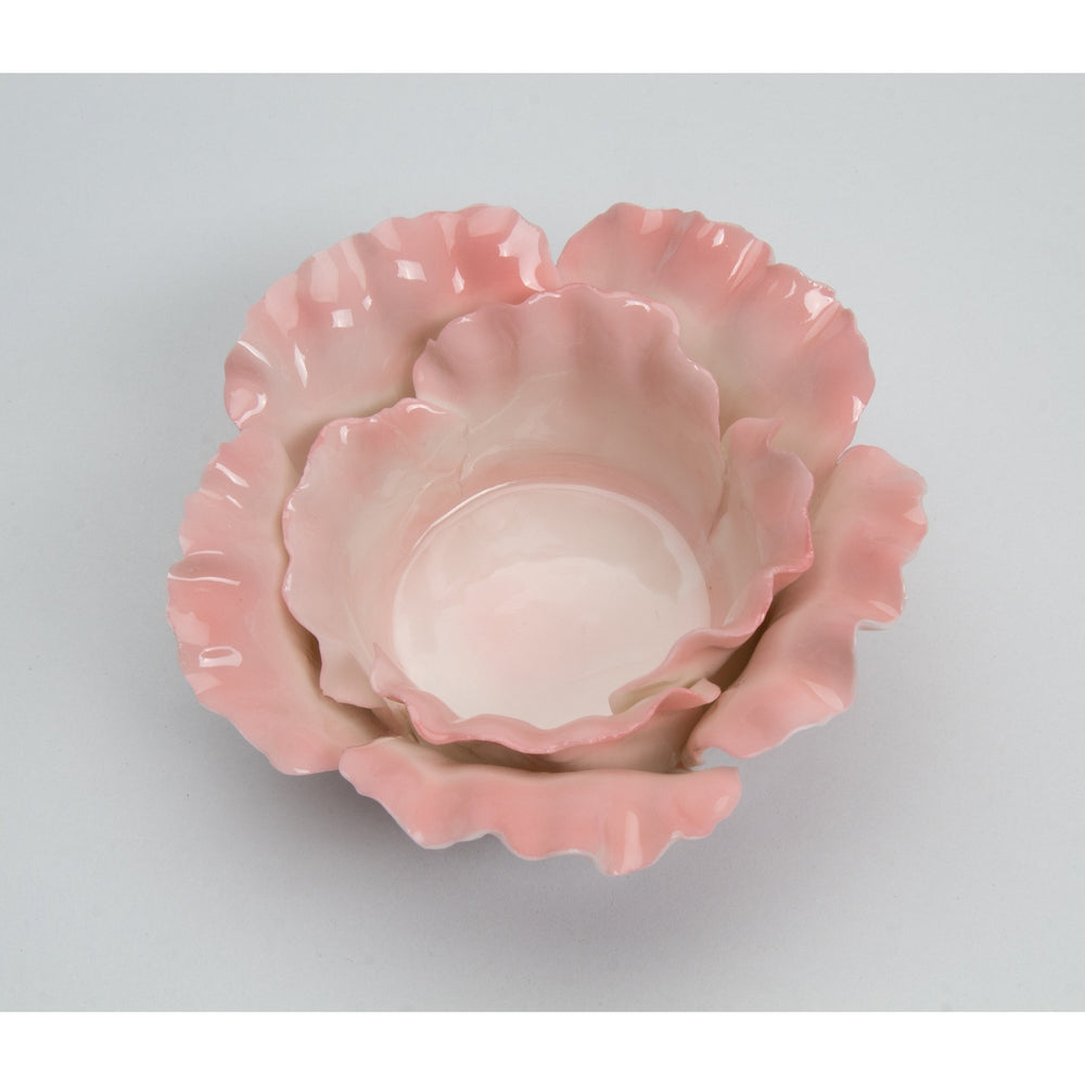 Ceramic Pink Flower Candle Holder 4 1/8"  Wedding Image 2