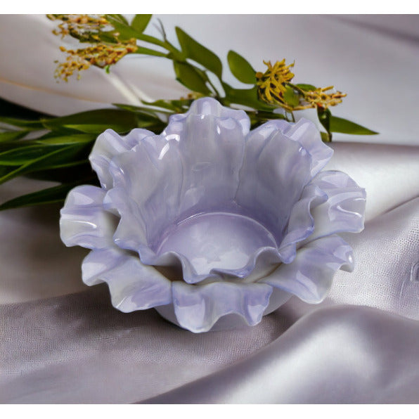 Ceramic Purple Flower Candle Holder 4.25 inch  Mom Image 1