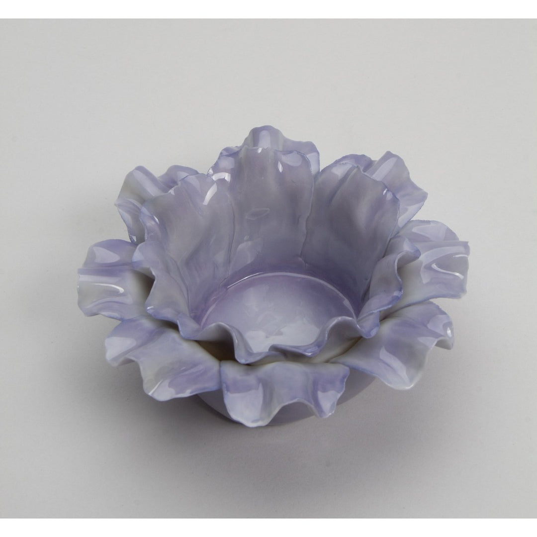 Ceramic Purple Flower Candle Holder 4.25 inch  Mom Image 2