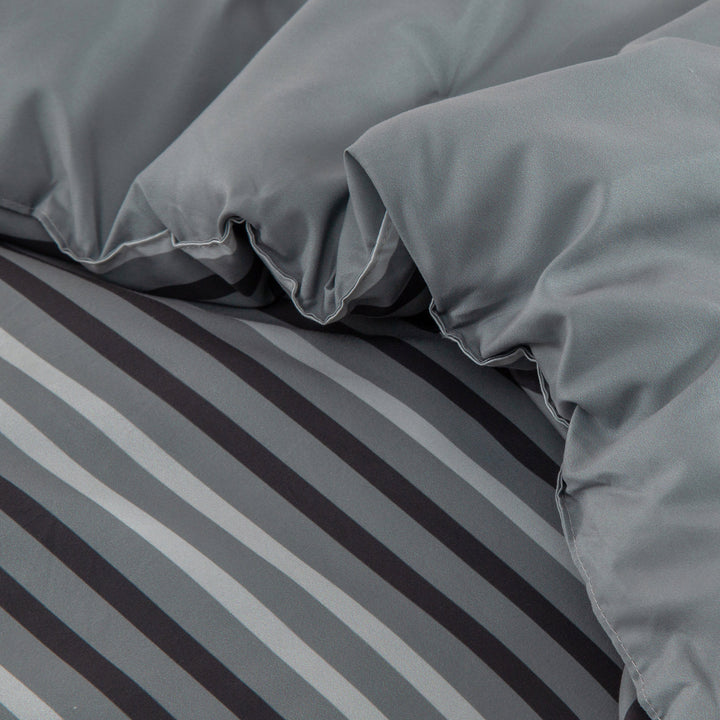 Ultra Soft Microfiber Comforter Set Dark Grey All-Season Reversible Stripe Twin Queen King Image 5