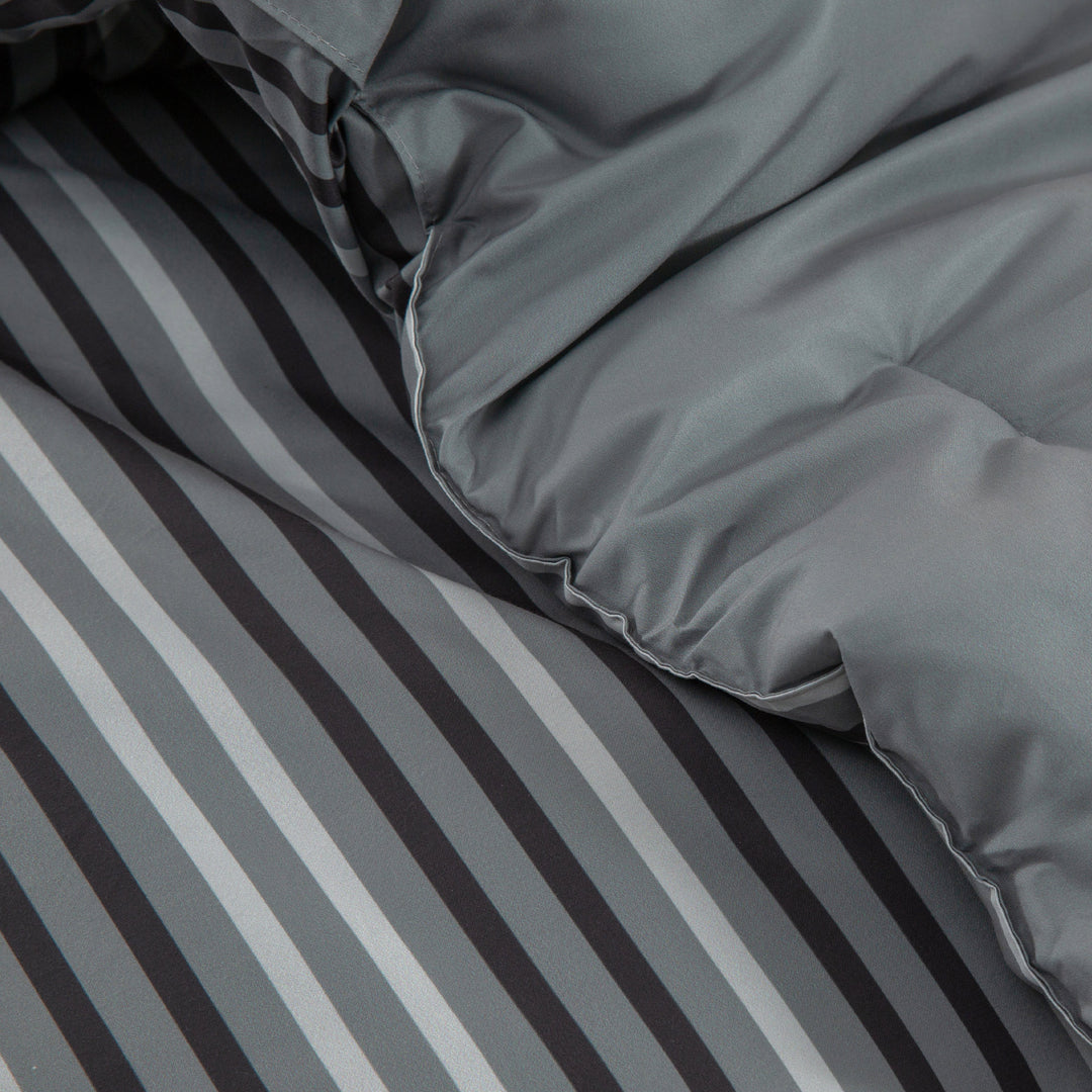 Ultra Soft Microfiber Comforter Set Dark Grey All-Season Reversible Stripe Twin Queen King Image 6