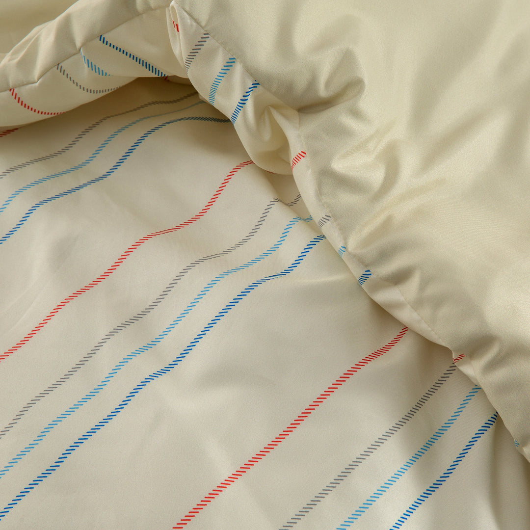 Ultra Soft Reversible Printed Stripe Microfiber Comforter Set - All-Season Warmth, Cream Image 6