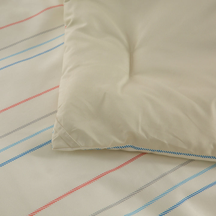 Ultra Soft Reversible Printed Stripe Microfiber Comforter Set - All-Season Warmth, Cream Image 7