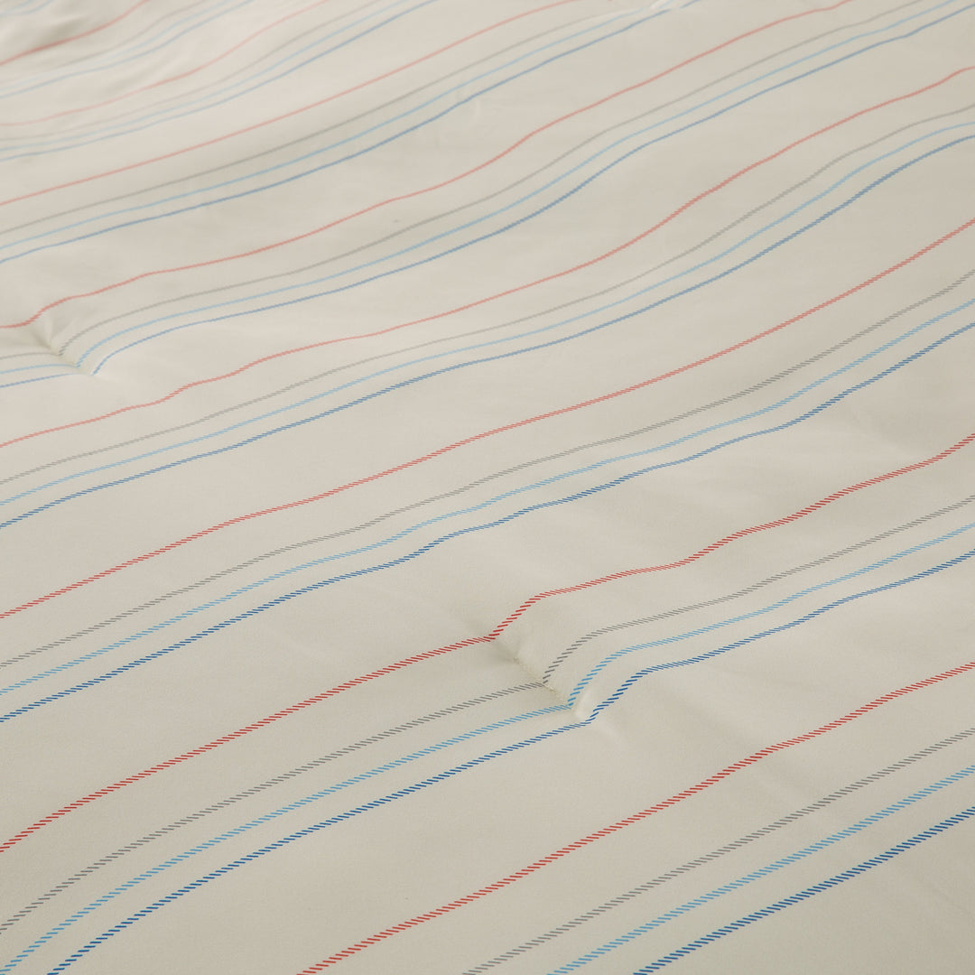 Ultra Soft Reversible Printed Stripe Microfiber Comforter Set - All-Season Warmth, Cream Image 8