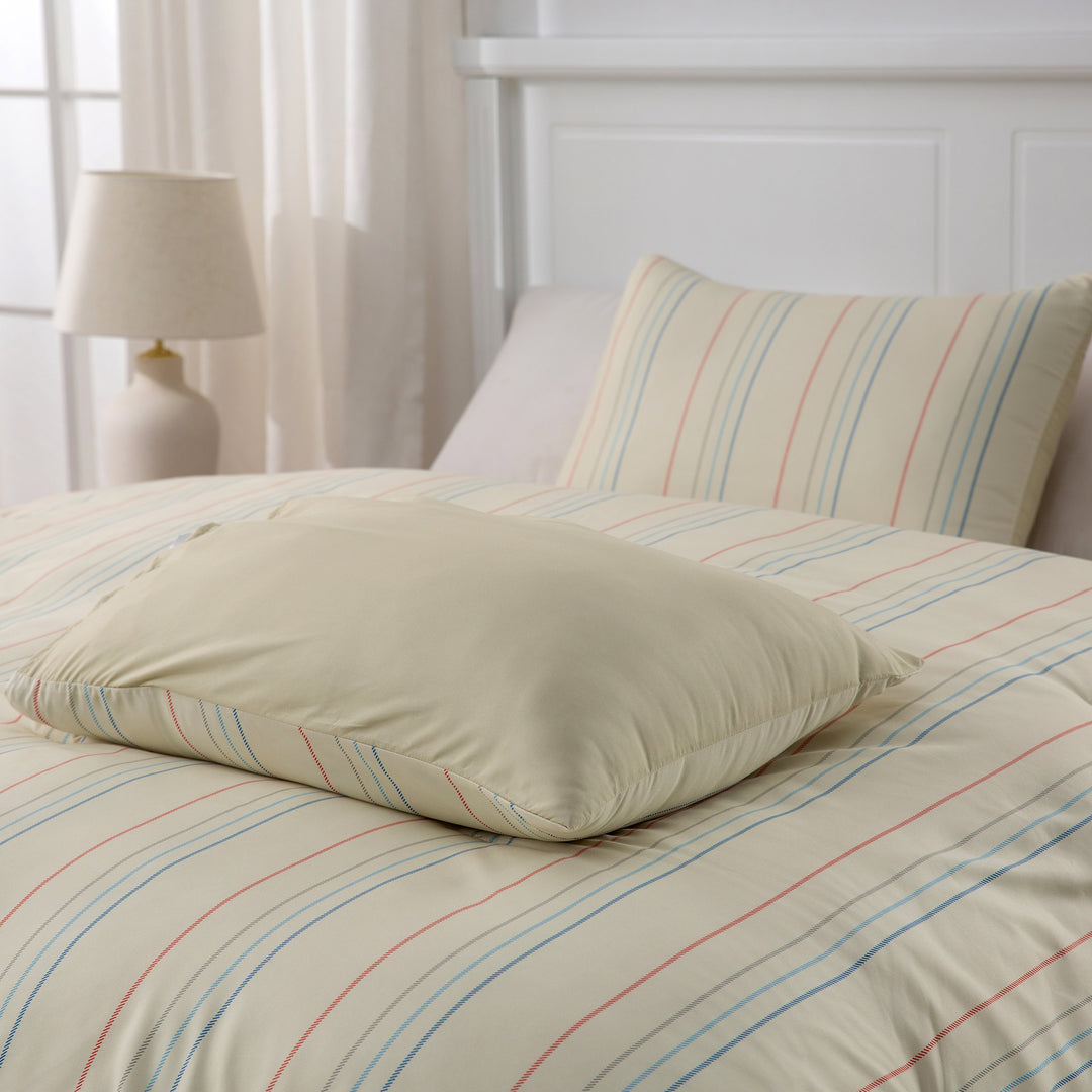 Ultra Soft Reversible Printed Stripe Microfiber Comforter Set - All-Season Warmth, Cream Image 5