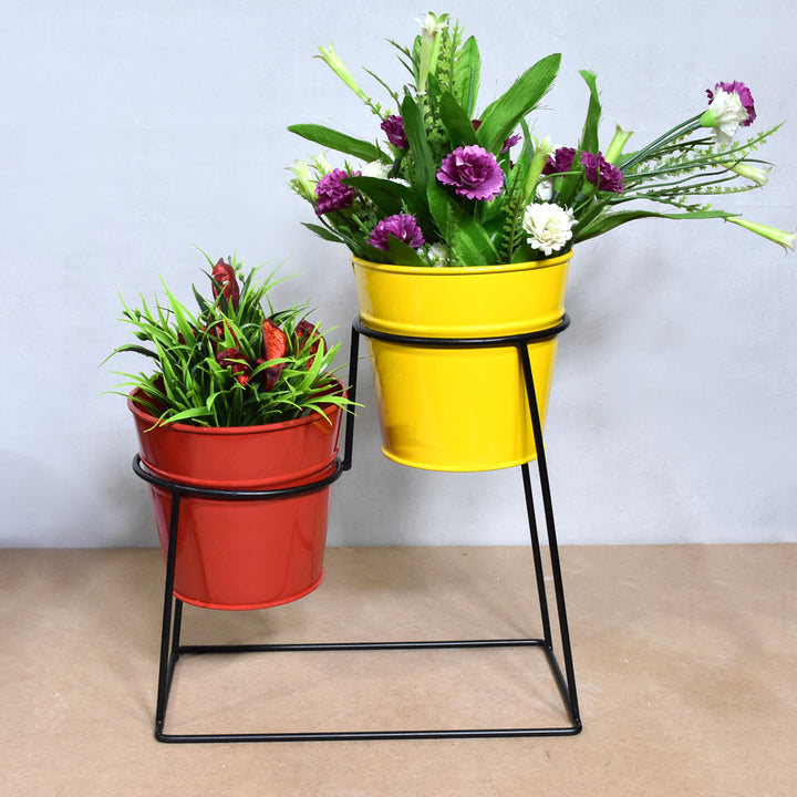 BBH Homes Round Iron Planters Red Yellow 10.4x4.5x8.9 Inch Model BBVK1015 Image 2