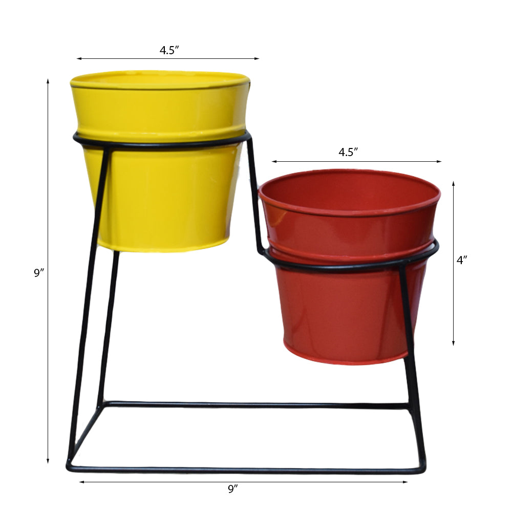 BBH Homes Round Iron Planters Red Yellow 10.4x4.5x8.9 Inch Model BBVK1015 Image 6