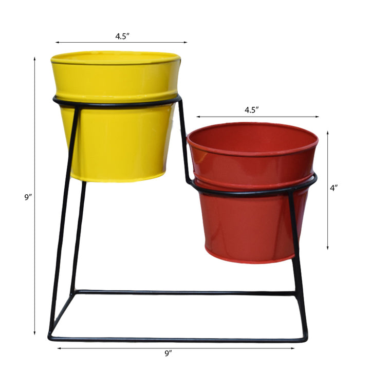 BBH Homes Round Iron Planters Red Yellow 10.4x4.5x8.9 Inch Model BBVK1015 Image 6