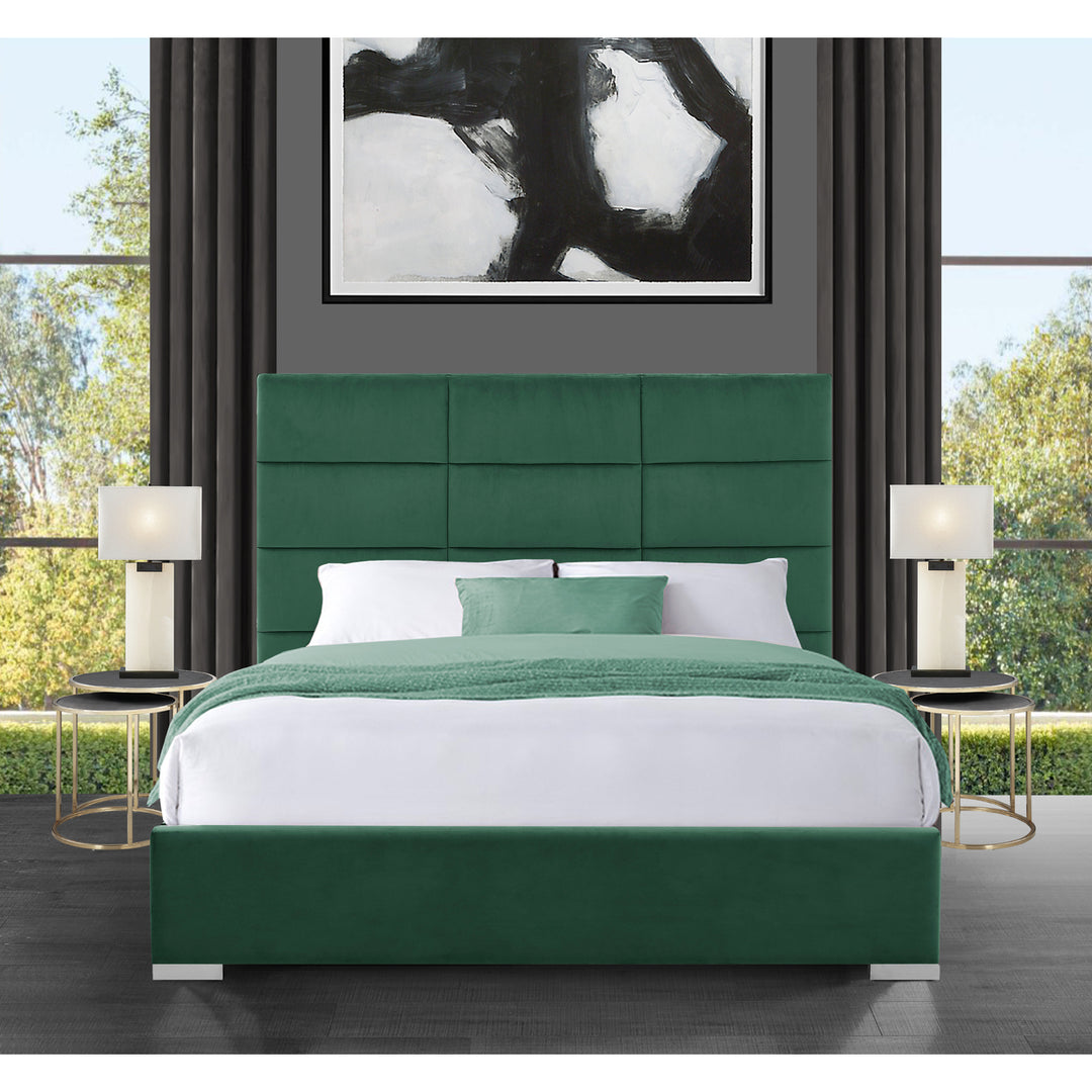 Iconic Home Durazzo Storage Platform Bed Frame With Headboard Velvet Upholstered Box Quilted, Modern Contemporary Image 1