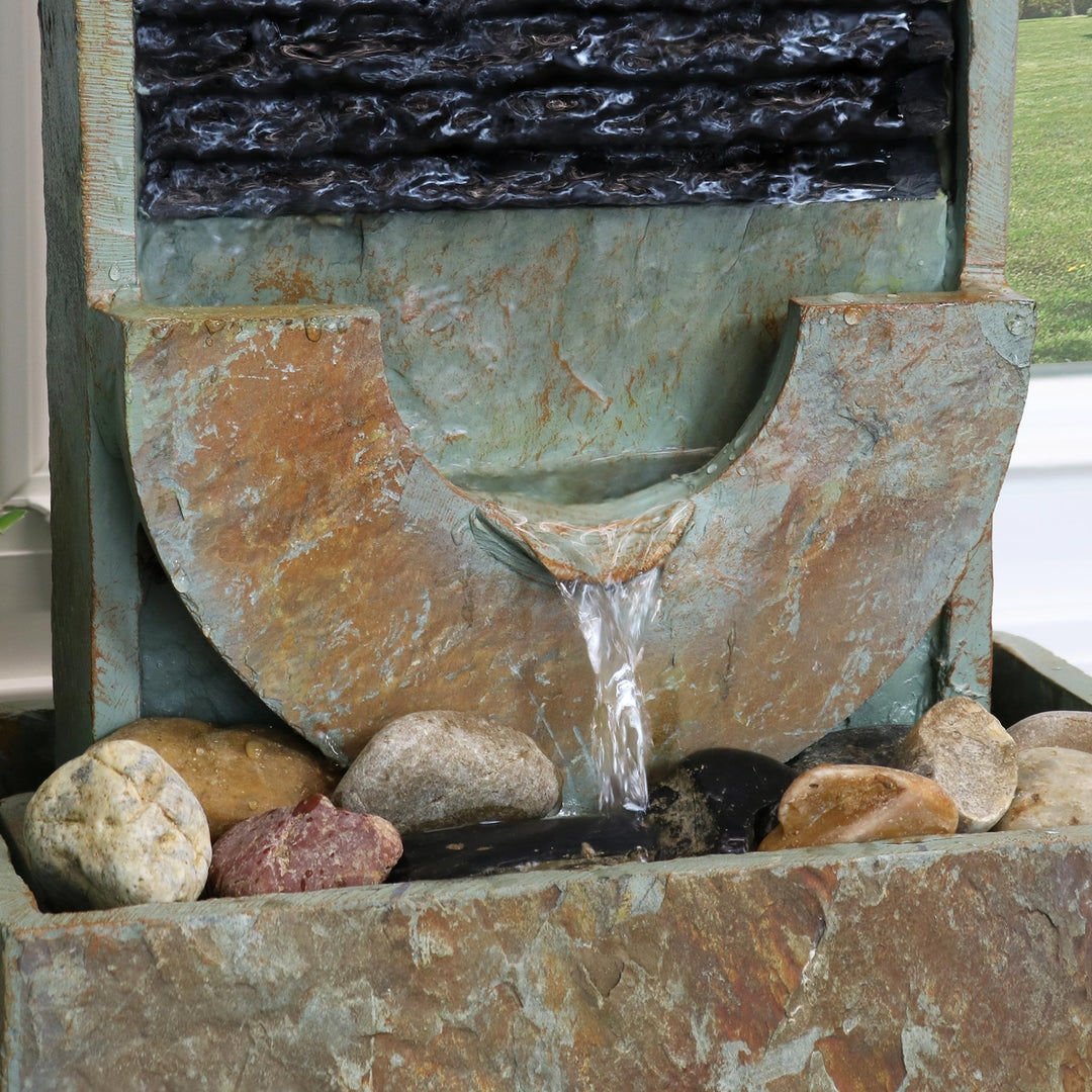 Sunnydaze Half Moon Slate Indoor Tabletop Water Fountain - 16 in Image 8